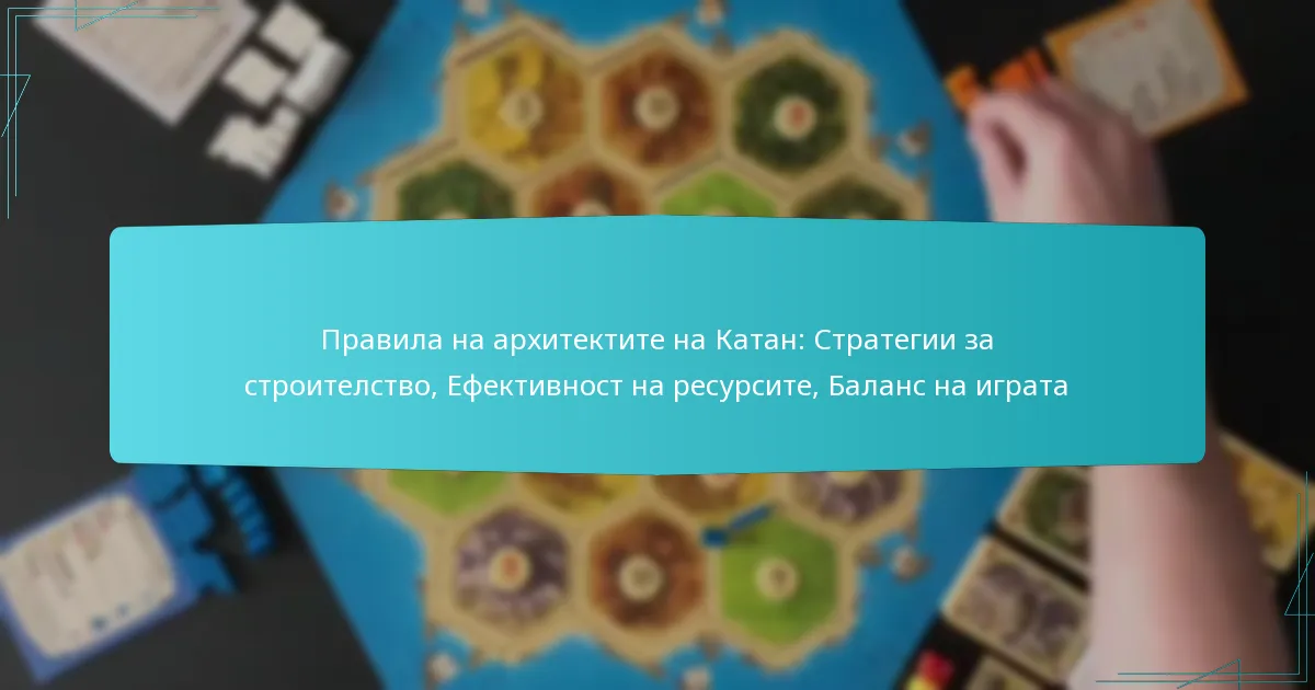 Правила на архитектите на Катан: Стратегии за строителство, Ефективност на ресурсите, Баланс на играта