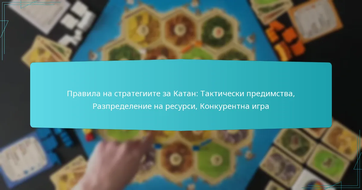 Правила на стратегиите за Катан: Тактически предимства, Разпределение на ресурси, Конкурентна игра