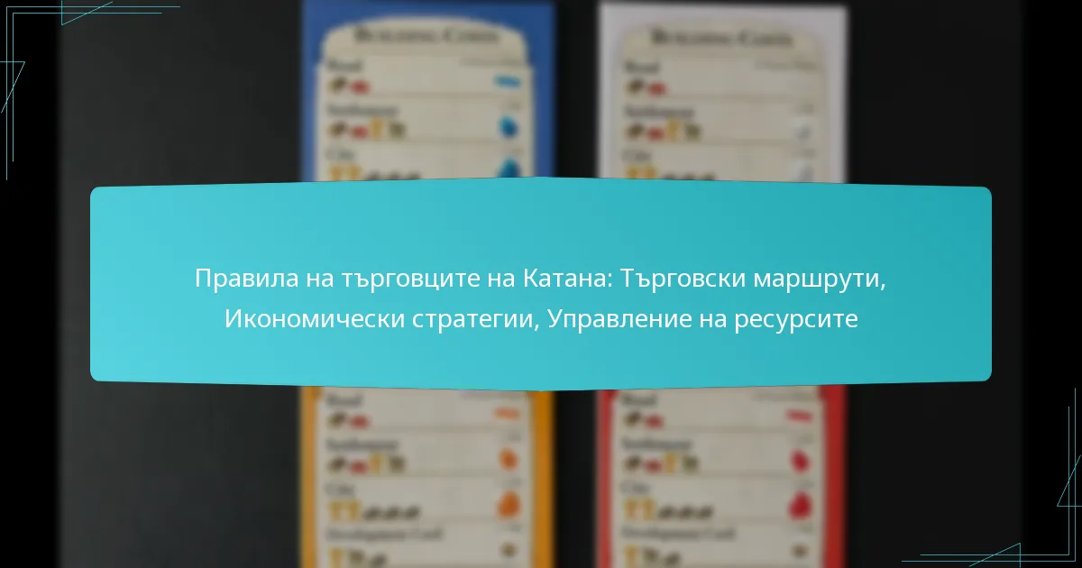 Правила на търговците на Катана: Търговски маршрути, Икономически стратегии, Управление на ресурсите