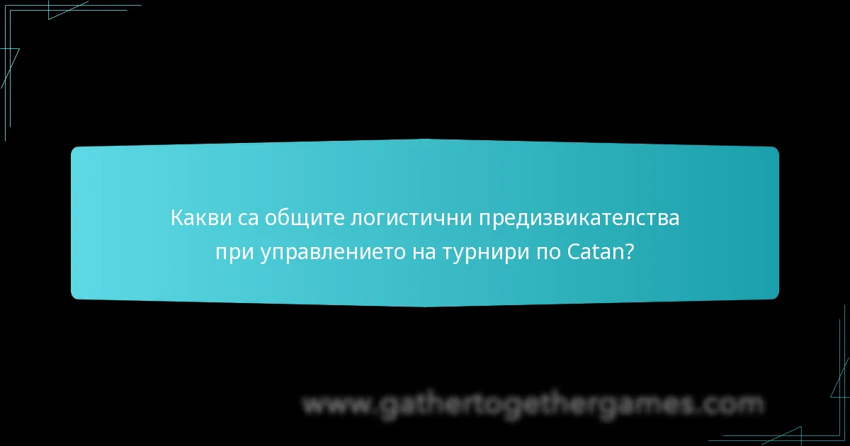 Какви са общите логистични предизвикателства при управлението на турнири по Catan?
